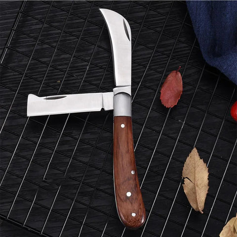 3Cr13 Double Opening Folding Knife New Tactical Pocket Camping Hunting Knife Garden Plant Grafting Tools Rosewood Electric Knive