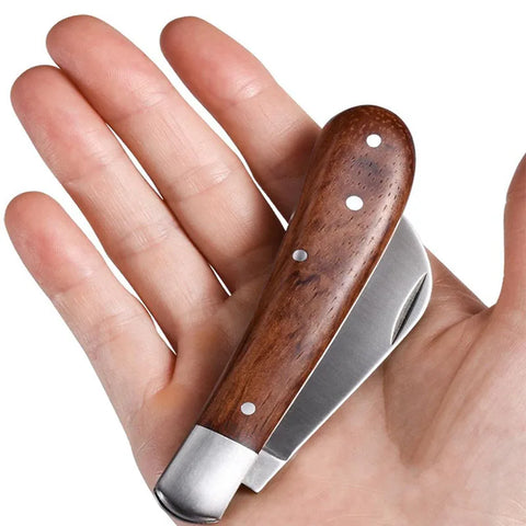 3Cr13 Double Opening Folding Knife New Tactical Pocket Camping Hunting Knife Garden Plant Grafting Tools Rosewood Electric Knive