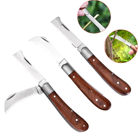 3Cr13 Double Opening Folding Knife New Tactical Pocket Camping Hunting Knife Garden Plant Grafting Tools Rosewood Electric Knive