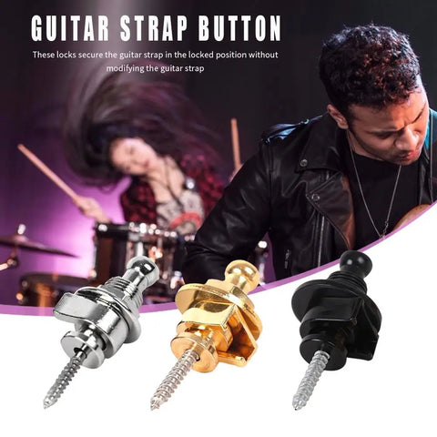Copper Guitar Strap Locks Mushrooms Heads Guitar Bass Strap Locks Pins Belt Buckle Buttons Silver/Black Guitar Strap Lock