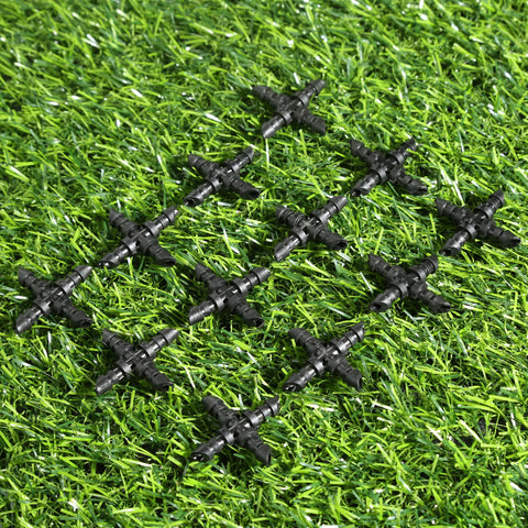 50 Pcs Plastic Cross Straight Fitting for 4/7mm PVC Hose Pipe Barbed Water Connector Balcony Garden Watering Irrigation Tools