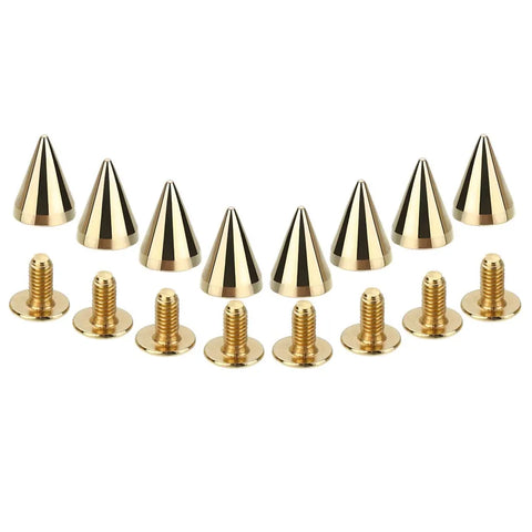 100Pcs 10mm Cone Spikes and Studs - Gold & Silver Screw Rivets for Leathercraft, DIY, Rock Clothing, Handcraft Accessories