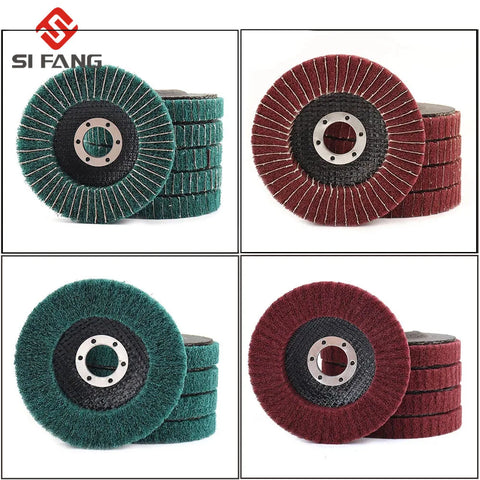 4"/4.5"/5" Nylon Fiber Flap Polishing Wheel Non-woven Grinding Disc For Angle Grinder For Metal Buffing Set 120/180/240/320 Grit