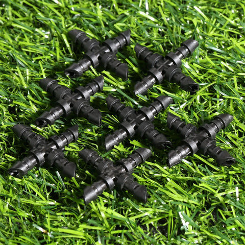 50 Pcs Plastic Cross Straight Fitting for 4/7mm PVC Hose Pipe Barbed Water Connector Balcony Garden Watering Irrigation Tools