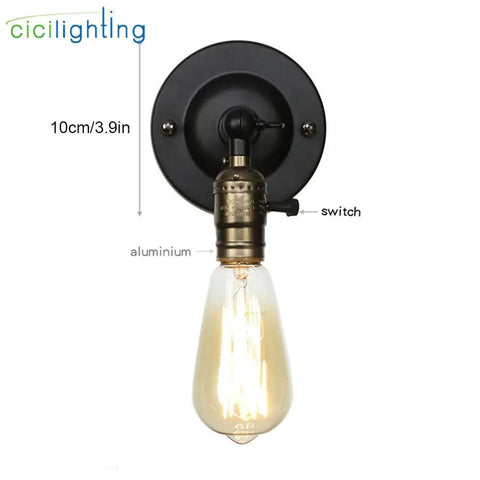 Vintage Knob Switch Wall Sconces Lamp Miniature Aisle Bed Balcony Cafe Home Mini Decorative Wall Light Sconce Fixture Loft Style