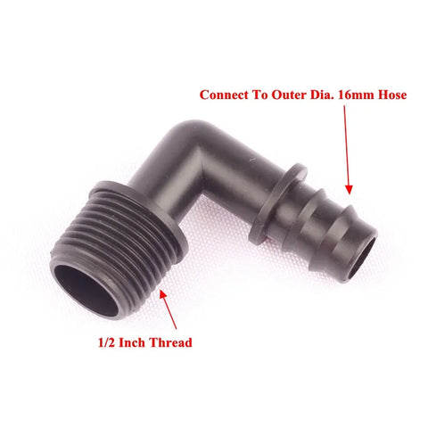 80pcs 1/2" Male Tread To 16PE 90 Degree Elbow Drip Irrigation System Water Pipe Connector Horticulture Watering System Part