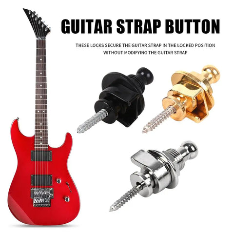 Copper Guitar Strap Locks Mushrooms Heads Guitar Bass Strap Locks Pins Belt Buckle Buttons Silver/Black Guitar Strap Lock
