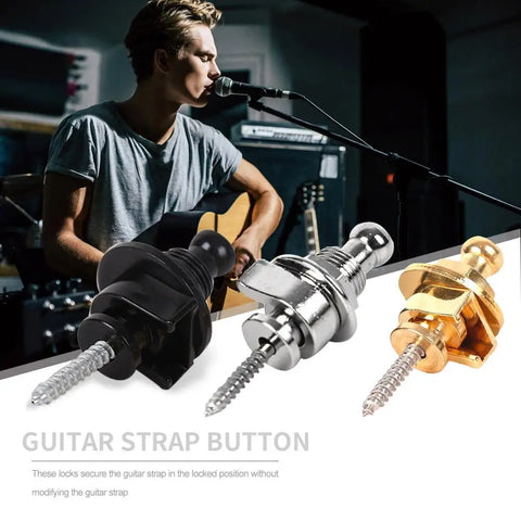 Copper Guitar Strap Locks Mushrooms Heads Guitar Bass Strap Locks Pins Belt Buckle Buttons Silver/Black Guitar Strap Lock