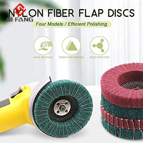 4"/4.5"/5" Nylon Fiber Flap Polishing Wheel Non-woven Grinding Disc For Angle Grinder For Metal Buffing Set 120/180/240/320 Grit