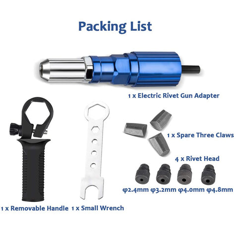 New Electric Rivet Gun Adapter 2.4mm-4.8mm rivet nut gun drill adapter Cordless riveting tool Insert Nut Pull Rivet Insert Tool