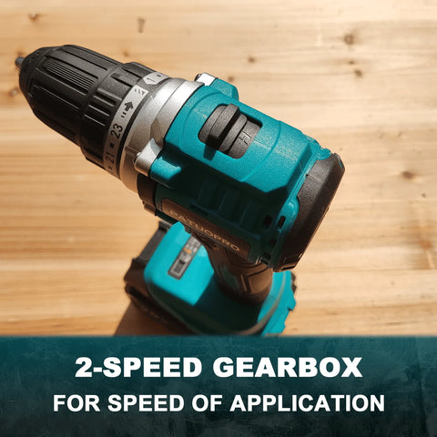 21V Rechargeable Brushless Cordless Drill 10mm Electric Hand Drill Screwdriver 2 Speed 23 Torque with Battery and Charger