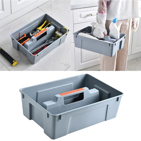 2 Dividers Tool Storage Box Portable Plastic Hardware Toolbox with Handle Home