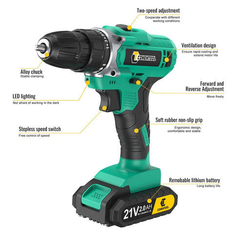 21V Electric Screwdriver Set 36pcs Cordless Drill Battery 2000mah Rechargeable Screwdriver Torque 25+1 Tools Kit