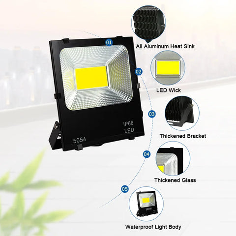 Outdoor Flood Light Led Wall Lamp 10W 20W 30W 50W 100W 200W Floodlight Exterior Street Waterproof Spotlight Garden Stadium Light