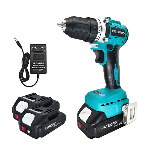 21V Rechargeable Brushless Cordless Drill 10mm Electric Hand Drill Screwdriver 2 Speed 23 Torque with Battery and Charger