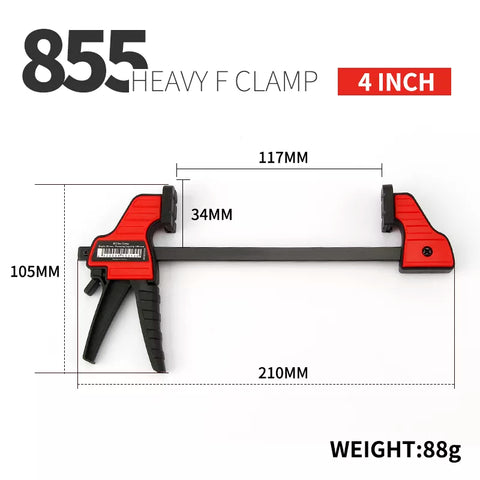 Woodworking Work Bar 4 Inch F Clamp Clip One-Handed Quick Ratchet Release Clip DIY Carpentry Hand Tool