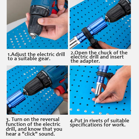 New Electric Rivet Gun Adapter 2.4mm-4.8mm rivet nut gun drill adapter Cordless riveting tool Insert Nut Pull Rivet Insert Tool