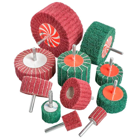 Pad Grinding Sanding head Non-woven Flap Wheel Mounted Nylon Fiber Polishing Brush Wheel for Drill 6mm Grit 320 180