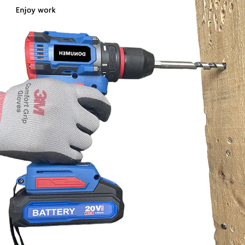 20V Cordless Brushless Electric Drill Impact Electric Screwdriver Big Torque  Metal Collet Rechargeable Lithium Battery