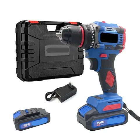 20V Cordless Brushless Electric Drill Impact Electric Screwdriver Big Torque  Metal Collet Rechargeable Lithium Battery