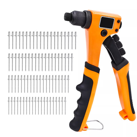 8” Hand Riveter Guns 4 in 1 Pop Heavy Duty Manual Rivet Nut Gun Tools Set With 2.4mm 3.2mm 4.0mm 4.8mm Rivet Nails 80pcs