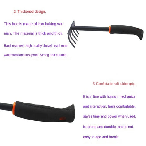 Thickened Garden Rake Anti-Rust Five Tooth Rake for Loosening Soil Weeding Gardening Tool, Durable Five Claw Soil Rake