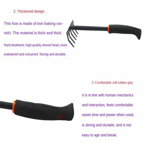 Thickened Anti-Rust Five Tooth Rake for Gardening Tool, Durable Portable Five Claw Soil Rake