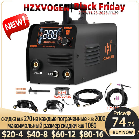 3 in1 MIG/TIG/MMA Semi-Automatic Welding Machine HVM200 Inverter Welder Synergy Tool Non Gas For Gasless Iron Soldering