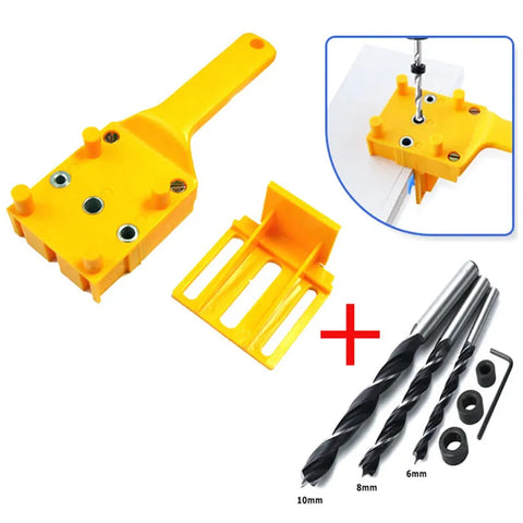 Quick Wood Doweling Jig ABS Plastic Handheld Pocket Hole Jig System 6 8 10mm Drill Bit Hole Puncher for Carpentry Dowel Joints