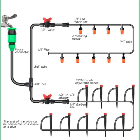 30 Meters Drip Irrigation Atomization Spray Suit Horticultural Irrigation System Balcony Potted Vegetable Garden Watering Device