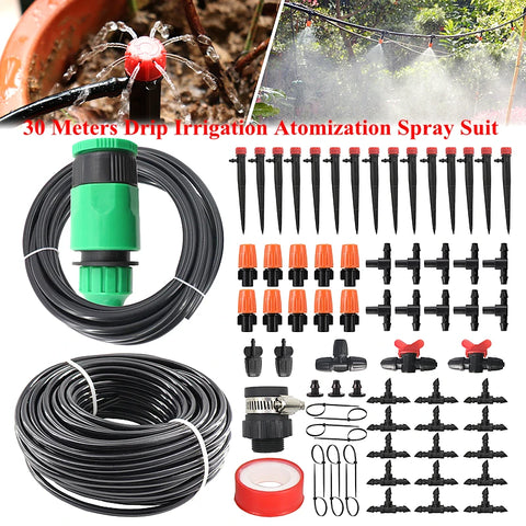 30 Meters Drip Irrigation Atomization Spray Suit Horticultural Irrigation System Balcony Potted Vegetable Garden Watering Device