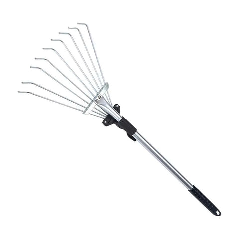 Garden Rake Lawns Stainless Steel Hand Tool Portable Yards Lightweight Home Fan Broom 9 Teeth Leaf Brush Collect Loose Debris